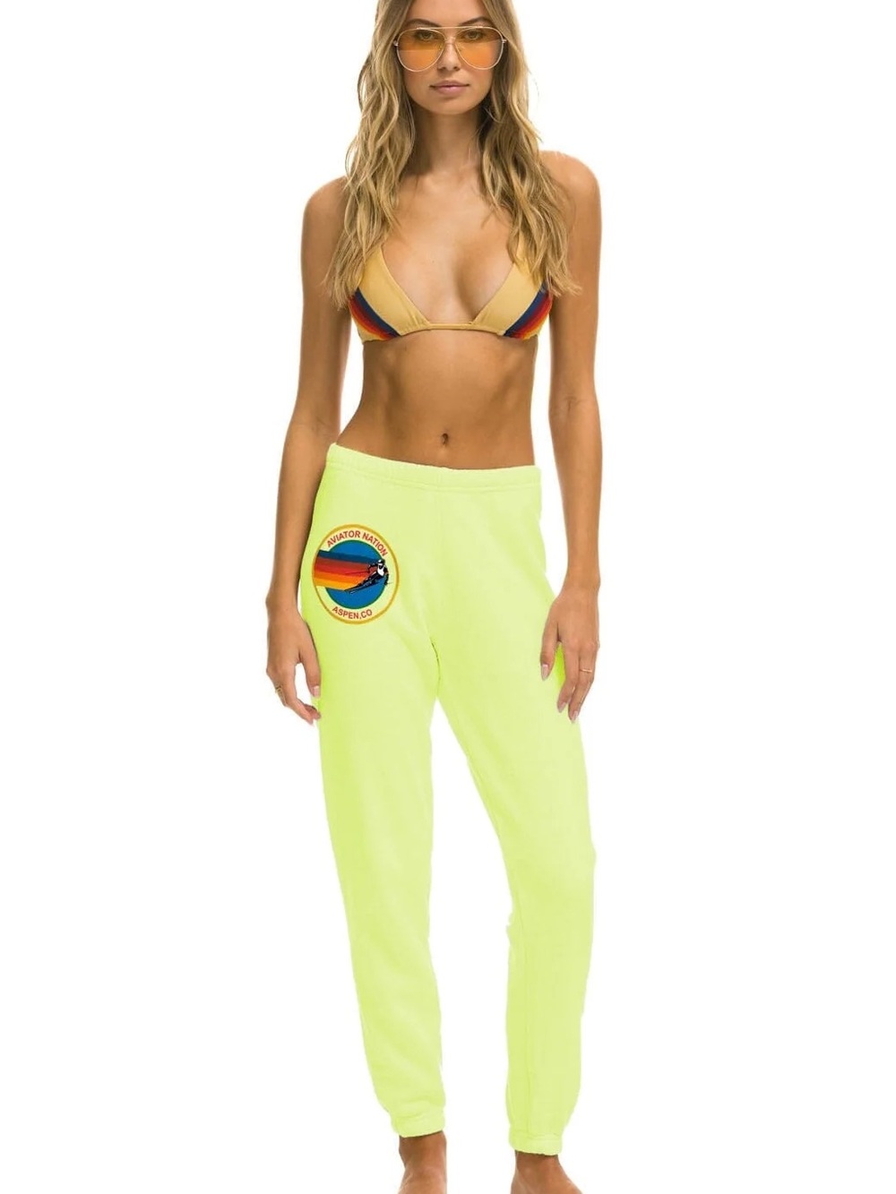 AVIATOR NATION ASPEN SWEATPANTS - NEON YELLOW Size Small